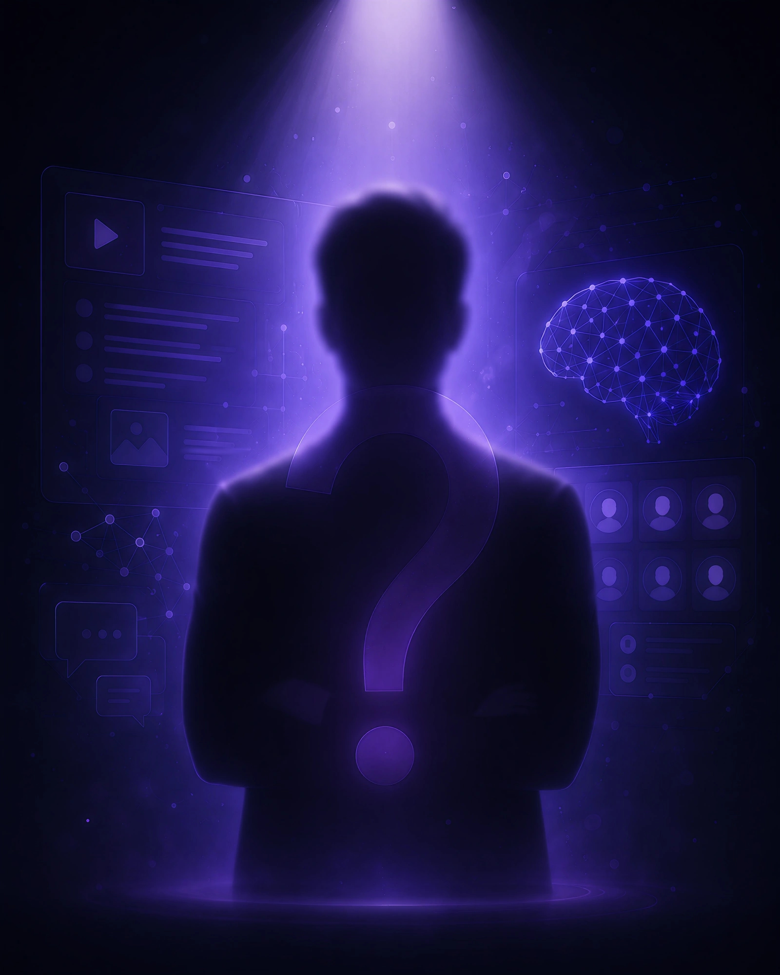 A cinematic dark Hall of Fame slot for Immersive Digital Teaching Aid with a silhouette, interactive learning panels, and a neural network.